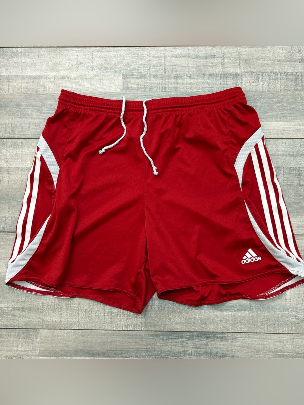 Vintage Y2K Adidas Formotion Three Striped Red Soccer Shorts Size Large Shiny